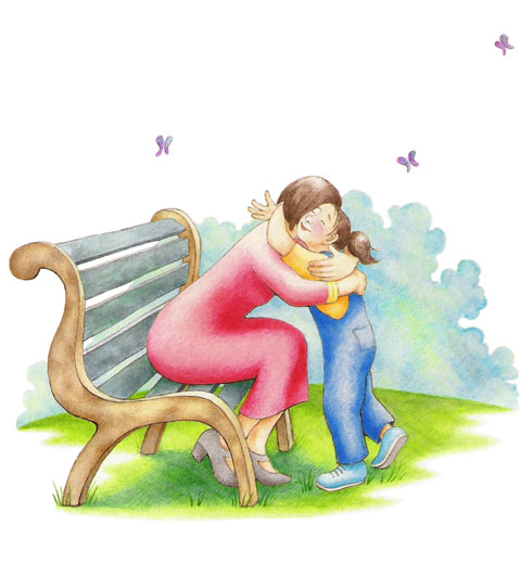 Sara and her mother - illustration from Hush